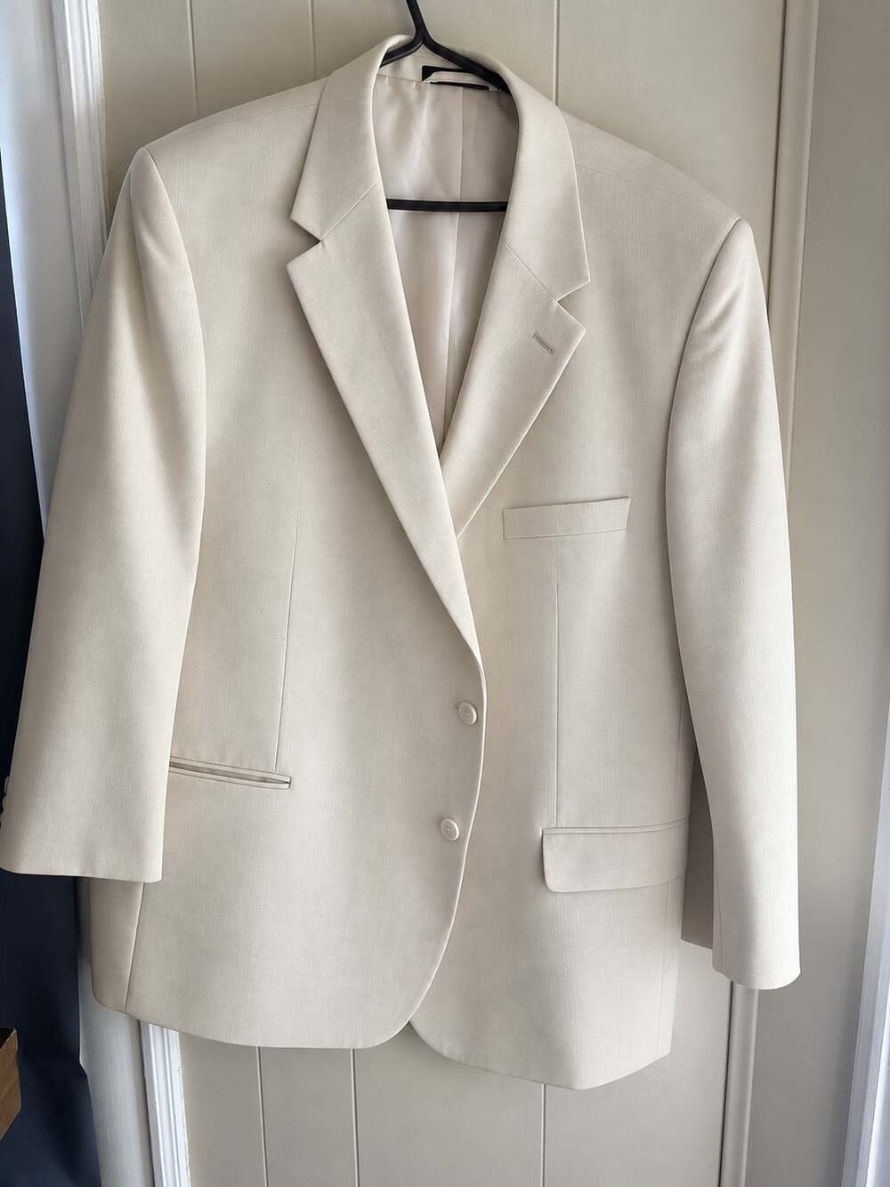 Petrocelli Wool Silk Blend Off White Cream Suit Jacket Blazer